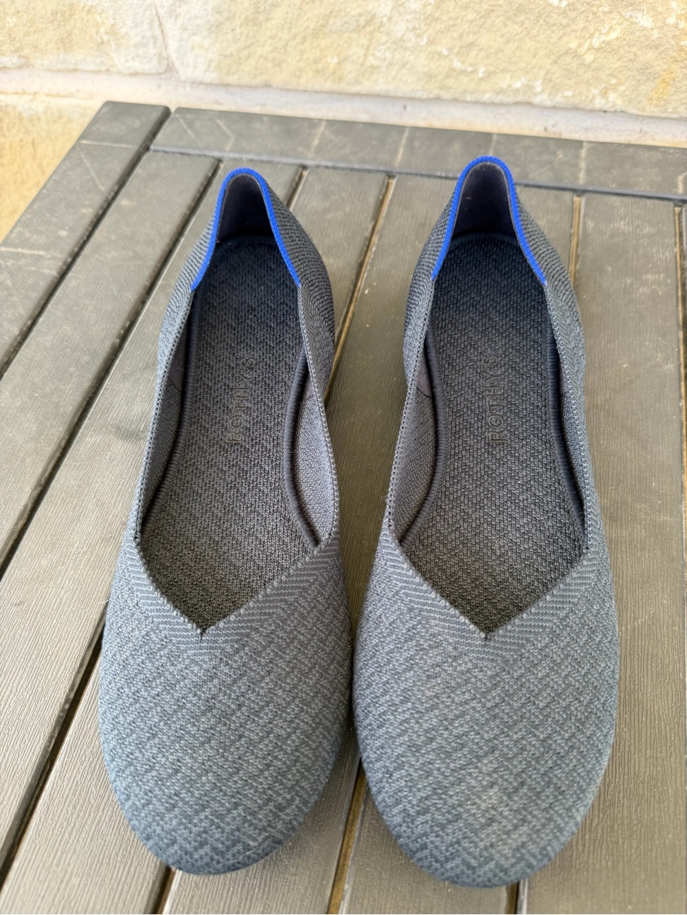 Rothy’s Flat Navy Knit Ballet Flats with Blue Trim 12